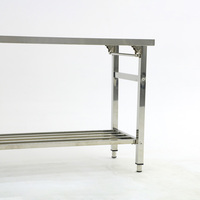 Table de salle à manger pliante en acier inoxydable de haute qualité avec étagère inférieure, facile à nettoyer, idéale pour les restaurants et les hôtels