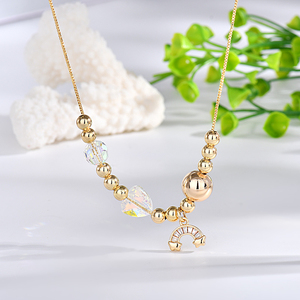 Tian Mao <strong>Tmall</strong> Fashion Women's Stylish 18K Gold-Plated Tricolor Beaded Necklace Butterfly Shape Trendy Stereo Zircon Copper - Product Image 5