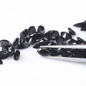 宽敞的天然黑色玛瑙宝石刻面侯爵夫人形状宽松宝石黑色玛瑙半宝石珠宝制作 - Product Image 5
