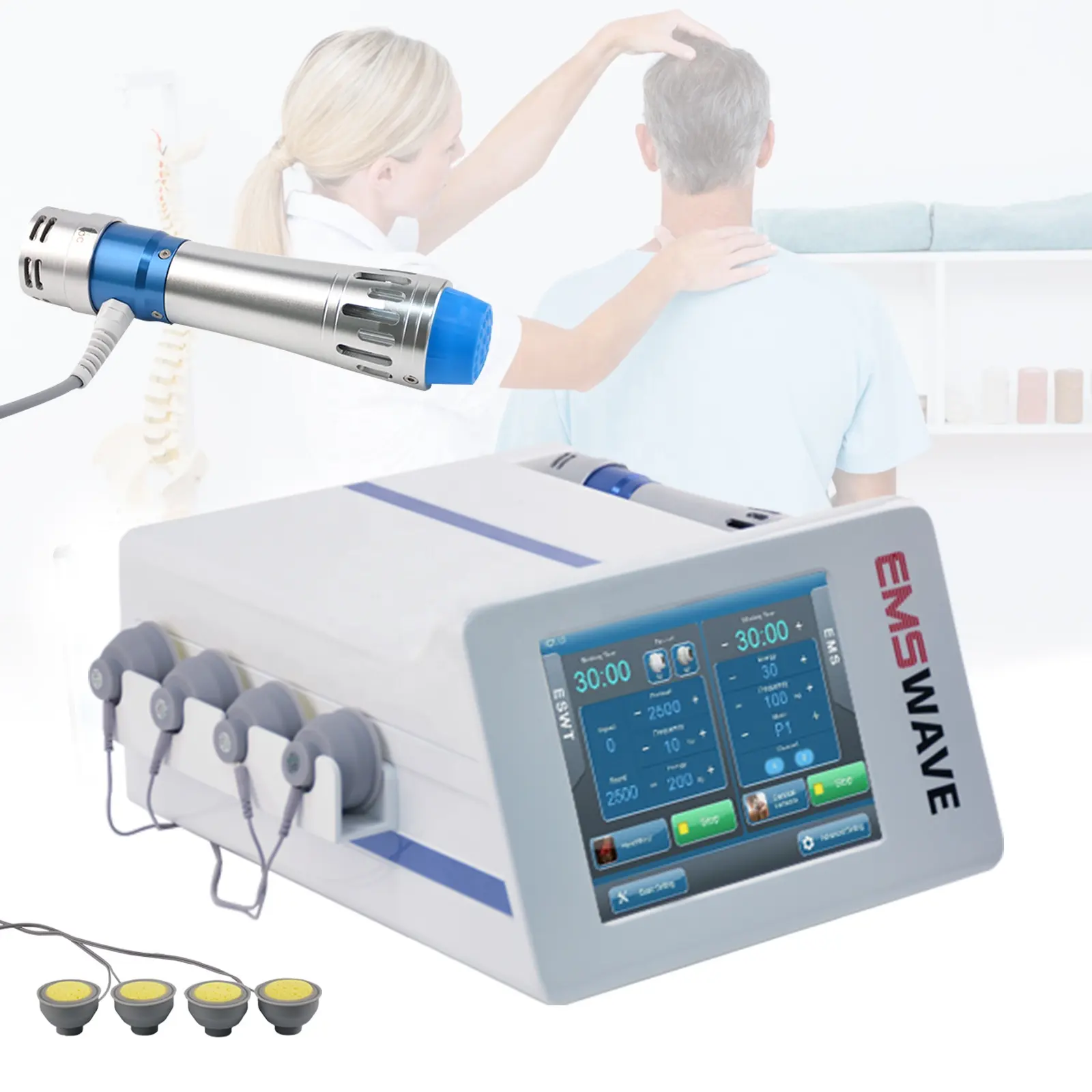 Máquina de terapia de ondas de choque con enfoque Radial, EMS, masaje corporal, alivio del dolor, ondas de choque focales para ed