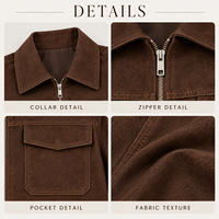 Veste courte ajustée en PU jacquard pour femme avec col chemise et fermeture éclair intégrale à manches longues, idéale pour les occasions décontractées