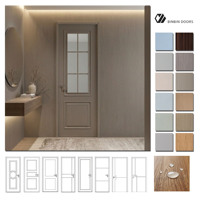 Porte intérieure insonorisée avec insert en verre personnalisé, finition PVC, étanche et résistante à l'humidité, pour chambre, villa, hôtel, appartement moderne