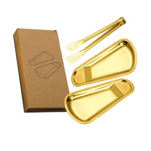 Juego de bandejas de platos de acero inoxidable para barbacoa, postre, pan, plato de metal para servir alimentos con caja - Product Image 5