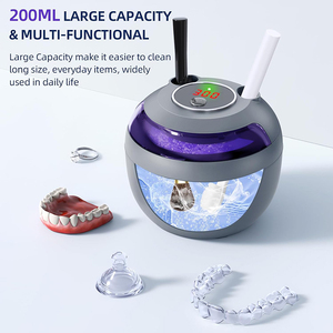 Nettoyeur à ultrasons rechargeable électrique 4 points UV 200 ml 4 modes pour <span class=keywords><strong>bijoux</strong></span> et appareils orthodontiques – Meilleures ventes - Product Image 3