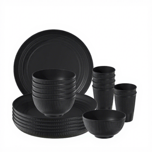 Juego de Vajilla de Plástico PP de 18 Piezas, Moderno y Minimalista, con Rayas Verticales, Apto para Microondas, con Tazas, Tazones y Platos Personalizables - Product Image 2