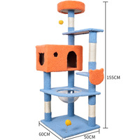 En stock usine : Arbre à chat de luxe multi-niveaux, type condo, avec plusieurs poteaux, niches et hamac pour le jeu du chat