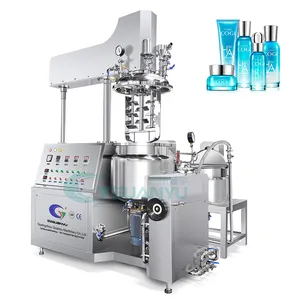 Guanyu Hot Sale 50L Hydraulic Lifting Type Electric Heating Bottom/PLC Control Homogenizer Vacuum Emulsifying Mixing Machine