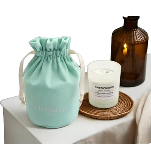 Eco-friendly High Quality Security Velvet <b>Drawstring</b> <b>Pouch</b> - Round Bottom Custom Logo Printed for Candle Cosmetic Packaging - Product Image 1