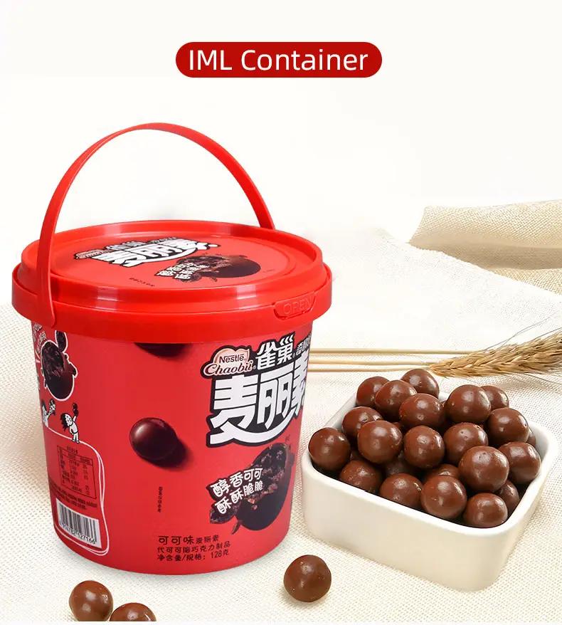 IMLコンテナ顧客ロゴ印刷ラウンドアイスクリーム包装ボックスキャンディーチョコレートクッキープラスチックカップ