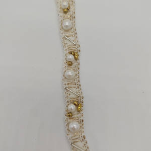 KUQI Garniture de luxe faite à la main en perles avec des perles dorées et un tube métallique argenté <span class=keywords><strong>pour</strong></span> robe de mariée et vêtements G005 - Product Image 4