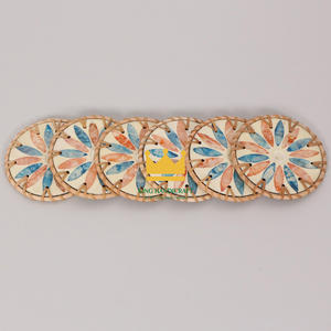 ถาดรองแก้วหวายทรงกลมเป็นมิตรกับสิ่งแวดล้อมจากเวียดนามพร้อมเปลือกหอยมุกที่ขายดีที่สุดมีดีไซน์ใหม่ - Product Image 2