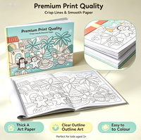 Livre de coloriage personnalisé pour enfants, dessin animé, peinture à l'aquarelle, couverture souple, papier d'art imprimé offset, film laminé