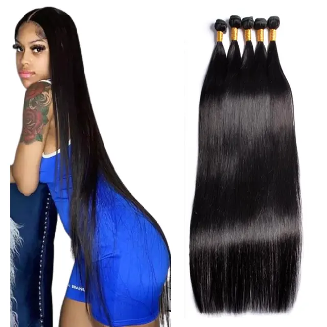 Popular 100% virgin Peruvian human hair bone straight extension bundles, factory stock supply hair bundles