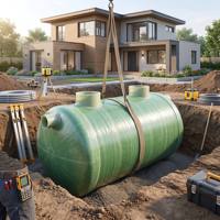 Fosse septique enterrée en PRV (fibre de verre) pour le traitement des eaux usées domestiques, biodigesteur anaérobie