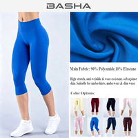 Leggings de yoga capri sans couture en nylon mat taille haute pour femme, pantalon de fitness mi-mollet pour l'entraînement