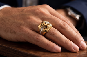Men Gold Plated Classic <b>Ring</b> Premium Copper and Brass Fashion Jewelry Elegant <b>Finger</b> <b>Ring</b> Luxury Traditional Design for Daily - Product Image 4