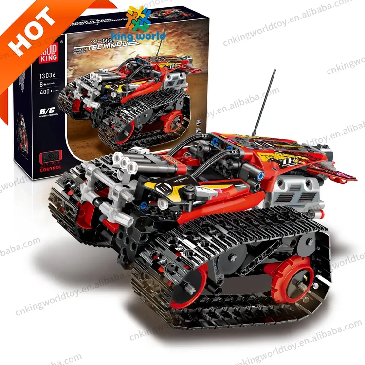 Molde rei 13036 super velocidade vermelho rastreador dublê carro veículos off-road tijolos app programação rc moc kit montagem blocos de construção