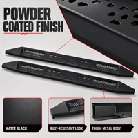 Marchepieds latéraux en acier au carbone pour camion, barres de protection robustes, revêtement noir en poudre, pour camionnette à plateforme large