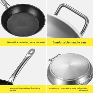 Tianxing Restaurant Kitchen Cookware Wholesale Cooking <strong>Frying</strong> <strong>Pan</strong> Double Handle Steak <strong>Pan</strong> Nonstick Induction <strong>Grill</strong> <strong>Pan</strong> - Product Image 3
