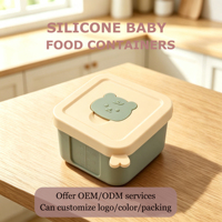 Conteneur portable pour aliments pour bébés avec blocs réfrigérants, boîte de rangement alimentaire miniature en silicone réutilisable pour l'extérieur, tasse à eau, vaisselle