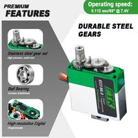 Servomoteur numérique PTK 8525 MG-D Slim Wing-Bay HV avec engrenages en acier inoxydable, moteur 2BB, 13 kg, 0,09 sec, 4,8 V-8,4 V pour avion RC à voilure fixe F5J