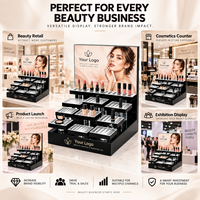 Présentoir de comptoir à maquillage en acrylique personnalisé à plusieurs niveaux pour testeurs de cosmétiques avec logo OEM ODM