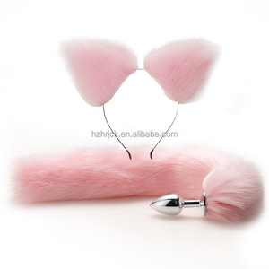 Fluffy Fox Ear Headband & Tail Anal Ass Plug Accesorios <span class=keywords><strong>de</strong></span> disfraz <span class=keywords><strong>de</strong></span> poliéster para mujeres adultas - Product Image 6