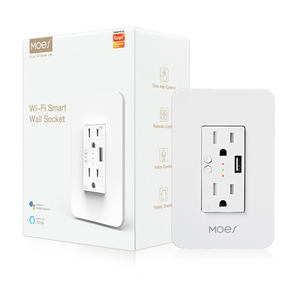 MOES WiFi Smart Power Wall <strong>Socket</strong> with <strong>USB</strong>, 2 <strong>Plug</strong> Outlets 15 Amp Divided Control US <strong>Socket</strong> - Product Image 1