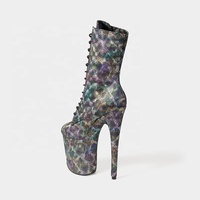 Bottines courtes à lacets sexy de 20 cm (8 pouces) pour boîte de nuit, plateforme, talon fin, chaussures d'été pour femmes, danseuses de strip-tease, pole dance