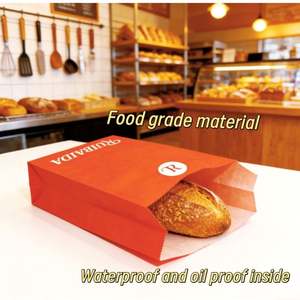 Sacs en papier alimentaire recyclables et résistants à la graisse, personnalisables avec logo imprimé, en papier kraft blanc ou brun, avec autocollant, pour boulangerie, confiserie et biscuits. - Product Image 2