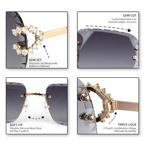 3.2 캐럿 천연 <span class=keywords><strong>VS</strong></span> 다이아몬드와 다이아몬드 컷 렌즈 sifier 무테 사용자 정의 다이아몬드 선글라스 - Product Image 4