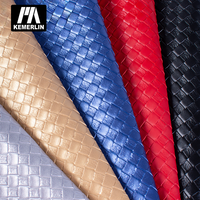 Tissu en PVC texturé imitation paille de bambou Kemerlin, résistant à l'eau, pour sacs, bagages, sièges de voiture et décoration douce