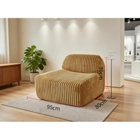 Fauteuil simple en velours côtelé avec coussin épais et dossier arrondi pour salon, chambre, appartement, hôtel, mobilier d'appoint de style lounge
