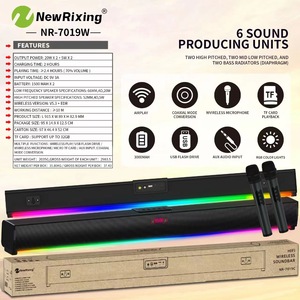 2 Mic NR7019W 50W RGB masaüstü uzun ses çubuğu TV Echo duvar Karaoke BT hoparlör uzaktan kumanda ile 3D ses HIFI mikrofon - Product Image 5