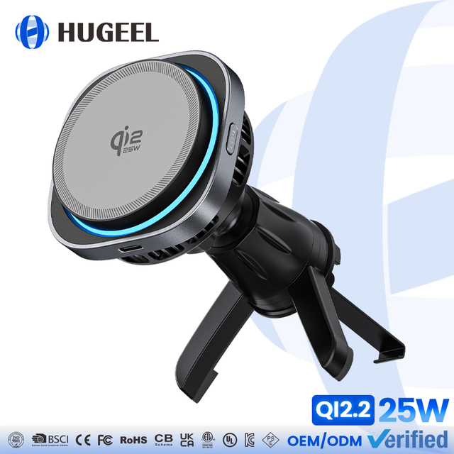2026 Hot Sale Magnetic Car Charger with Fast Charging LED Light Magnet Car Charging15w Magnetic Car Wireless Charging Bracket
