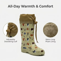Bottes en caoutchouc imperméables personnalisées pour enfants, fabriquées en usine, en matériau écologique non toxique, chaussures de pluie pour tout-petits avec col montant