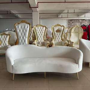 Elfenbeinweißes Samt-<span class=keywords><strong>Sofa</strong></span> „<span class=keywords><strong>Love</strong></span> Seat“ für Hochzeiten, Möbel für Braut und Bräutigam, Party, Event und Heimdekoration - Product Image 6