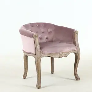 Style moderne De Luxe En Velours Rose En Caoutchouc Solide Bois Chambre Doux Confortable Chaise De Loisirs