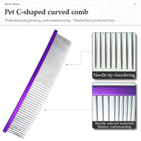 Peignes de toilettage pour animaux de compagnie en aluminium de luxe, forme demi-lune, professionnels, très vendus, fabriqués au Jiangsu, brosse anti-poils.