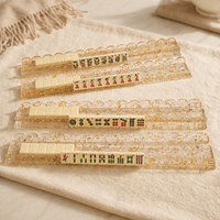 Support de tuiles de mahjong américain en acrylique transparent de luxe, effet feuille d'or, bord festonné, 20 pouces, cadeau de fête ou d'anniversaire