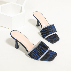 Sandales à talons hauts Y 36-41 bleu blanc beige avec strass, bout <span class=keywords><strong>carré</strong></span> ouvert, chaussures pour femmes - Product Image 4