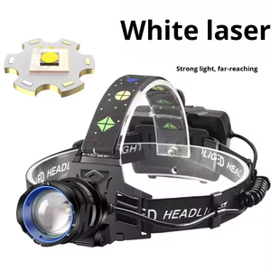 ไฟฉายคาดศีรษะ LED แบบชาร์จได้ AA แสงเลเซอร์สีขาว แรงสูง กันน้ำ IP65 วัสดุ ABS ระยะส่องไกล 500 ม. ปรับความสว่างได้ ซูมได้ ใช้กลางแจ้ง - Product Image 6