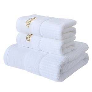 Juego de toallas de baño de algodón ultrasuaves de 3 uds. Toallas de mano de secado rápido altamente absorbentes con técnicas tejidas de color sólido - Product Image 3