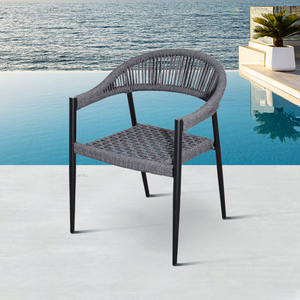 Cómodos Sillones de Lujo Grises para Patio, Balcón, <span class=keywords><strong>Comedor</strong></span>, Muebles de Exterior para Jardín, Terraza, Veranda, Sillas de Aluminio con Cuerda Tejida - Product Image 1