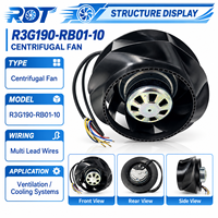 Ventilateur centrifuge pour armoire de commande R3G190-R801-10, assemblage de remplacement pour équipement de refroidissement et de ventilation industrielle PLC, débit d'air élevé