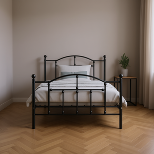 Base de Cama Doble de Acero con Recubrimiento de Polvo Negro, Rectangular, Estilo Industrial, Metálica para Dormitorio - Product Image 2
