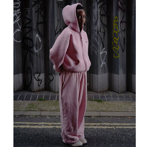 女性用プレーントラックスーツ高品質重い重量トラックスーツピンクユニセックストラックスーツ女性用 - Product Image 6
