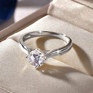 Anillos de moissanita de corte redondo de 1 quilate con certificado VVS1 D GRA, joyería clásica solitaria de cobre con relleno de oro de 14 quilates para uso en la oficina, para mujeres. - Product Image 2