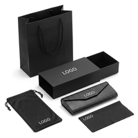 Étui à lunettes en cuir noir de qualité supérieure fait main, ensemble d'emballage personnalisé avec logo de marque, approvisionnement en gros pour les détaillants de lunettes