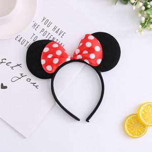 Fascette per capelli con orecchie di topo e fiocco per ragazze, accessori per capelli a tema cartone animato con design adorabile - Product Image 5